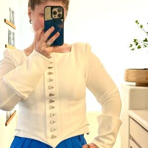 JW Pei Corset Inspired Blazer Style Elegant White Women's Top sz 6